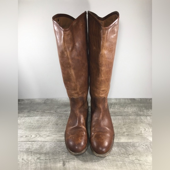 Frye 75449 Melissa Button 2 Brown Leather Knee-High Riding Womens Boots Size 10 - Picture 3 of 10